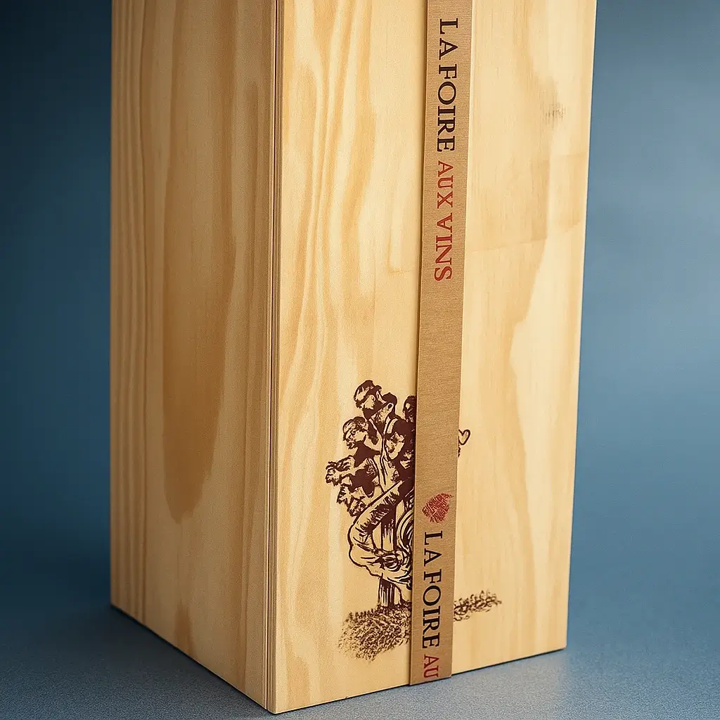 feuillard de cerclage papier sur caisse en bois cerclage bouteilles de vin
